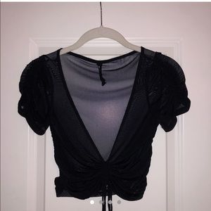 Black mesh urban outfitters crop top. Size S.